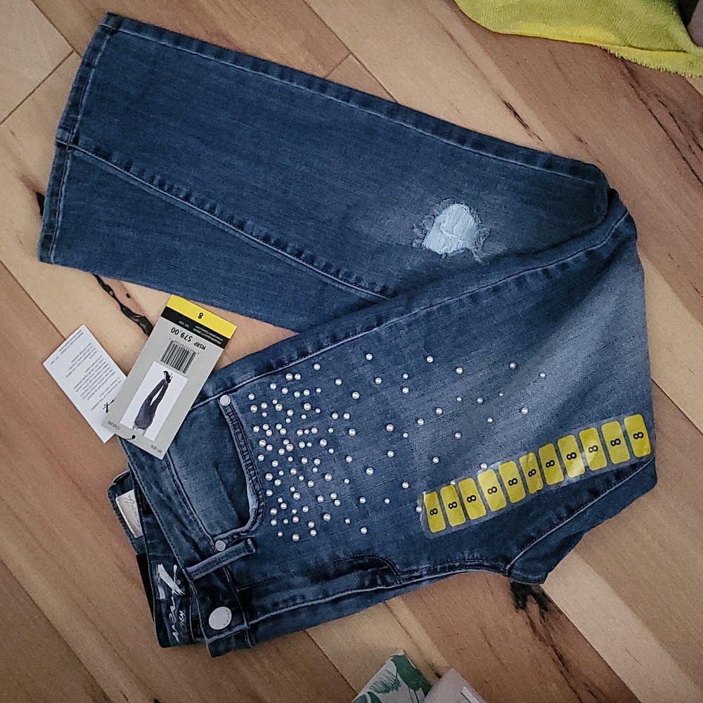 Seven7 Women's Skinny Jeans - Blue with White Accents - Picture 3 of 6